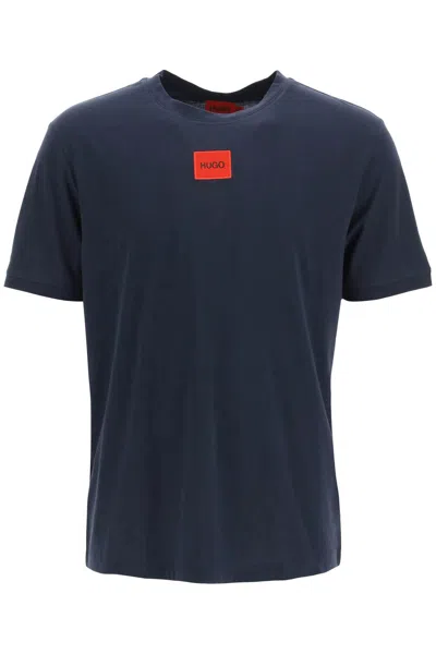 Hugo Diragolino Logo T Shirt In Dark Blue 405