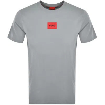 Hugo Diragolino212 Label Logo Mens T-shirt In Medium Grey 039