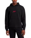Hugo Boss Dlogolong Cotton Logo Embroidered Relaxed Fit Hoodie In Black