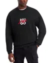 Hugo Boss Dlogonty Cotton Logo Embroidered Relaxed Fit Sweatshirt In Black