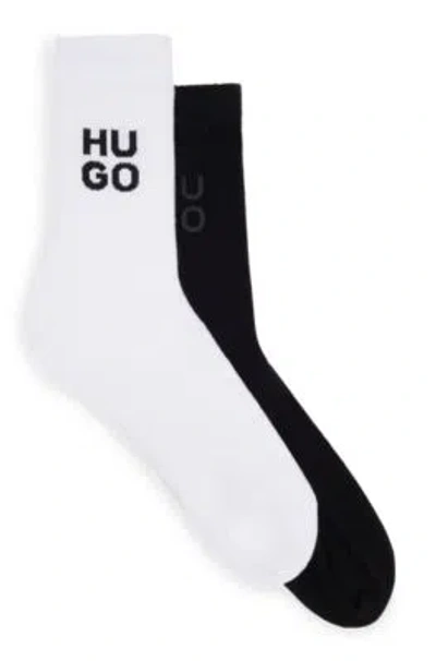 Hugo Boss Duo Of Short-length Socks In Black