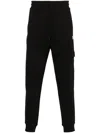 Hugo Boss Cotton-terry Tracksuit Bottoms With Logo Trim In Black