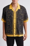 Hugo Boss Hugo Egeeno Border Stripe Camp Shirt In Gold