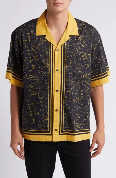 HUGO BOSS HUGO EGEENO BORDER STRIPE CAMP SHIRT