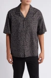 Hugo Boss Oversized-fit Shirt In Seasonal-print Cotton Poplin In Black