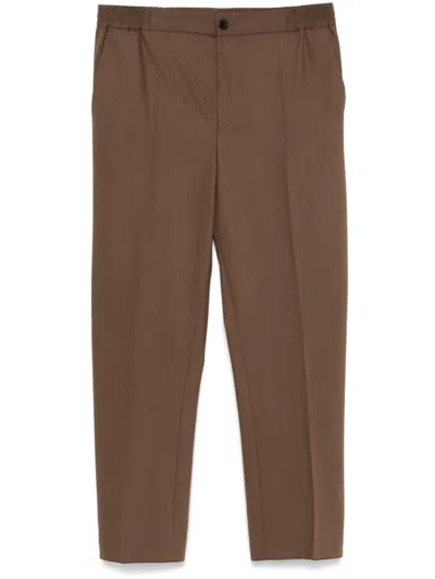 Hugo Elasticated-waistband Trousers In Brown