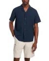 HUGO ELLINO COTTON BLEND SEERSUCKER RELAXED FIT BUTTON DOWN CAMP SHIRT