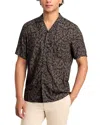 Hugo Boss Ellino Logo Print Relaxed Fit Button Down Camp Shirt In Black