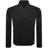 Hugo Boss Oversize-fit Overshirt In Cotton Gabardine In Black