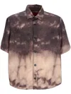Hugo Boss Hugo Eratino Tie Dye Short Sleeve Nylon Button-up Shirt In Neutrals