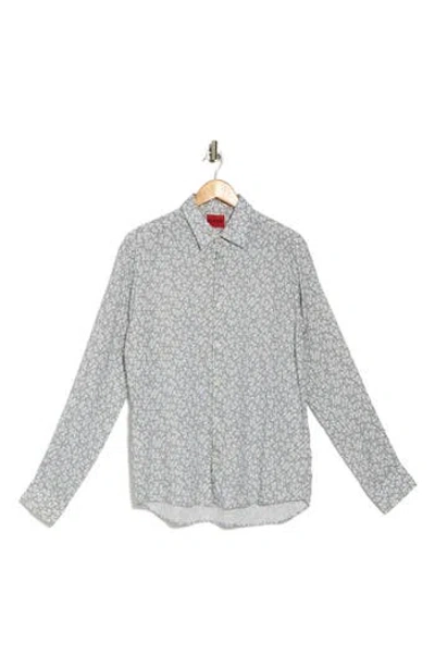 Hugo Boss Hugo Ermo Geo Print Button-up Shirt In Medium Grey