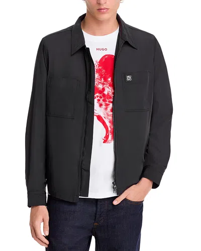 Hugo Boss Evalom Oversized Fit Full Zip Shirt Jacket In Black