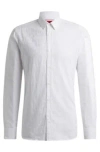 Hugo Boss Extra-slim-fit Cotton Shirt With Jacquard-woven Pattern In White