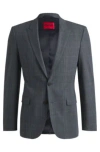 Hugo Boss Extra-slim-fit Jacket In Checked Performance-stretch Fabric In Dark Blue