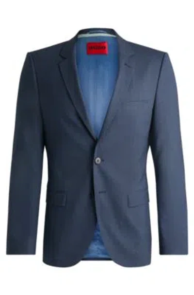 Hugo Boss Extra-slim-fit Jacket In Houndstooth Stretch Fabric In Dark Blue