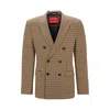 Hugo Boss Earth-tone Houndstooth Jacket In Brown