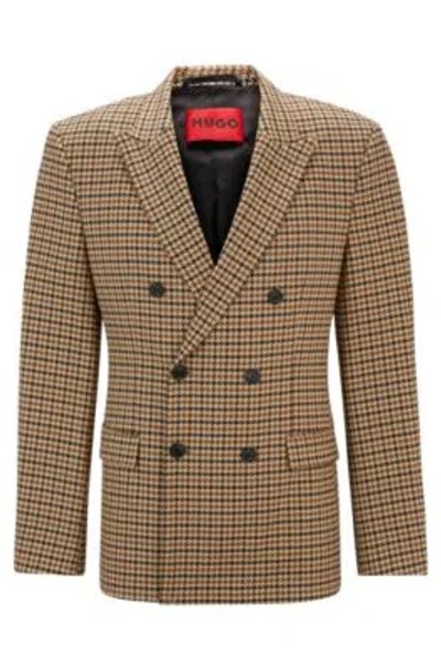 Hugo Extra-slim-fit Jacket In Houndstooth Stretch Material In Multi