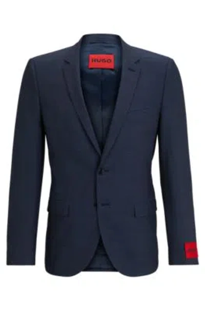 Hugo Extra-slim-fit Jacket In Stretch Twill In Dark Blue