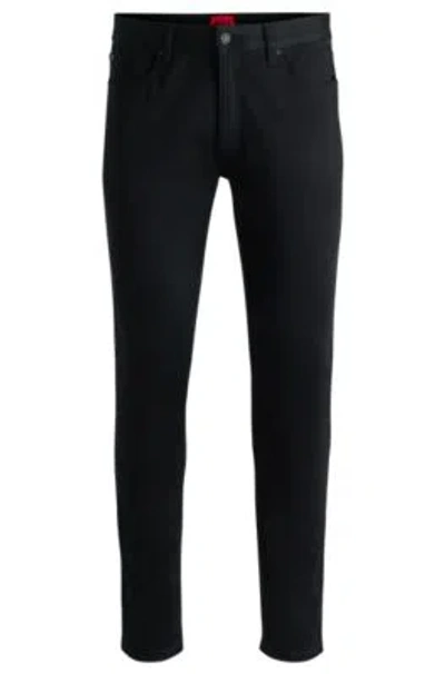HUGO BOSS EXTRA-SLIM-FIT JEANS IN BLACK SATIN DENIM