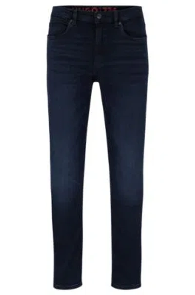 Hugo Extra-slim-fit Jeans In Blue-black Stretch Denim In Dark Blue