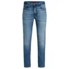 Hugo Boss Mens Medium Blue Regular-fit Tapered-leg Stretch-denim Jeans In Blue