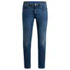 HUGO BOSS EXTRA-SLIM-FIT JEANS IN NAVY STONEWASHED STRETCH DENIM