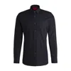 Hugo Boss Extra-slim-fit Shirt In Animal-pattern Cotton Jacquard In Blue