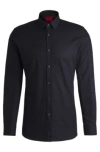Hugo Boss Extra-slim-fit Shirt In Animal-pattern Cotton Jacquard In Dark Blue