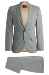 Hugo Boss Extra-slim-fit Suit In Houndstooth Performance-stretch Fabric In Light Grey
