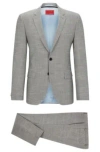 HUGO EXTRA-SLIM-FIT SUIT IN PATTERNED LINEN-LOOK MATERIAL
