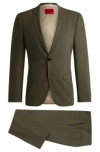 Hugo Boss Extra-slim-fit Suit In Performance-stretch Fabric In Khaki