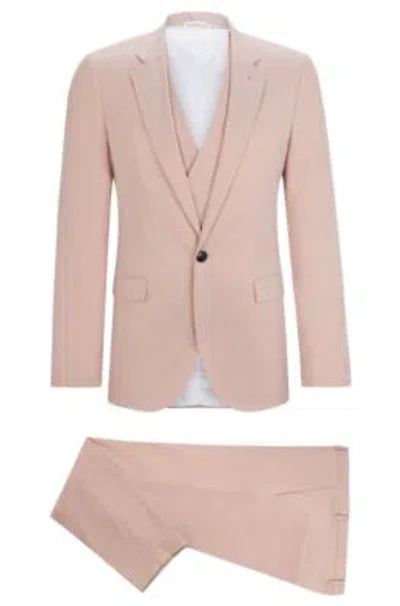 Hugo Extra-slim-fit Suit In Light Pink