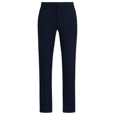 Hugo Boss Extra-slim-fit Trousers In Checked Performance-stretch Twill In Blue