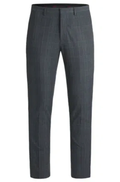 Hugo Boss Extra-slim-fit Trousers In Checked Stretch Fabric In Dark Blue