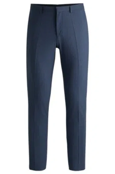 Hugo Boss Extra-slim-fit Trousers In Houndstooth Stretch Cloth In Dark Blue