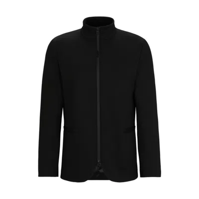 Hugo Boss Extra-slim-fit Zip-up Jacket In Stretch Jersey In Black