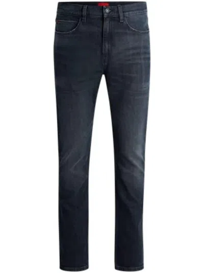 Hugo Boss Slim-fit Jeans In Stretch Denim With Used Effects In Dark Grey