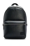 Hugo Boss Faux-leather Backpack With Repeat-logo Motif In Black