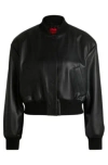 Hugo Boss Faux-leather Bomber Jacket With Stacked Logo In Black