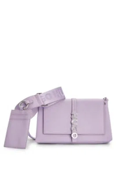 Hugo Boss Faux-leather Crossbody Bag With Logo Hardware In Light Purple