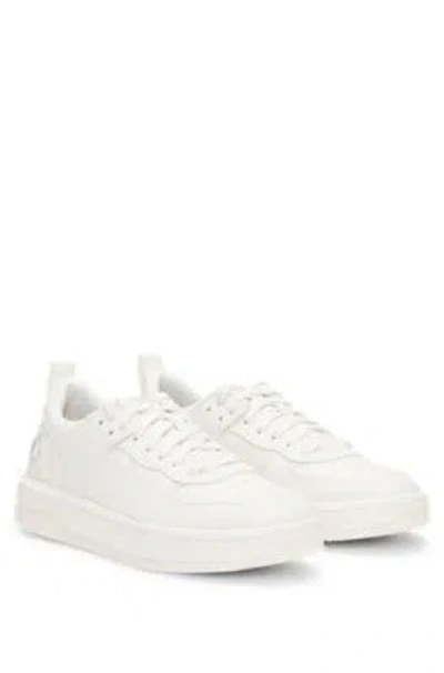 Hugo Boss Faux-leather Lace-up Trainers With Bubble Branding In White