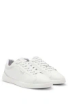 Hugo Boss Faux-leather Lace-up Trainers With Corduroy Details In Light Grey
