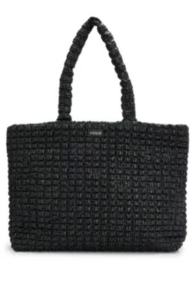 Hugo Boss Faux-leather Quilted-effect Shopper Bag With Logo Trim In Black