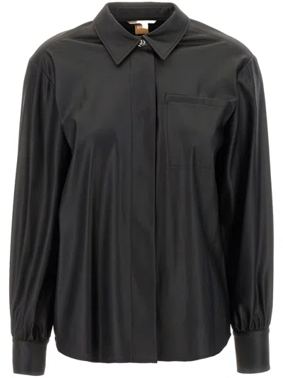HUGO BOSS FAUX-LEATHER SHIRT