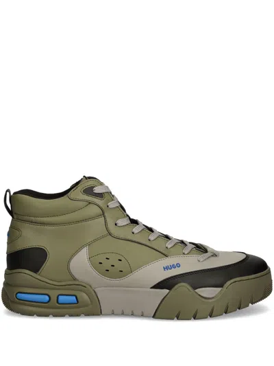 Hugo Boss Faux-leather Sneakers In Green