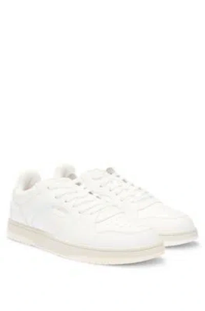 Hugo Boss Faux-leather Sneakers With Contrasting Details In White