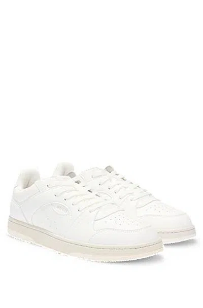 Hugo Boss Faux-leather Trainers With Contrasting Details In White