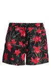 Hugo Boss Fully Lined Swim Shorts With Seasonal Print In Black