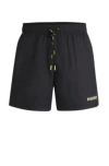 Hugo Boss Fully Lined Swim Shorts With Logo Print In Black