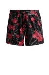 Hugo Boss Fully Lined Swim Shorts With Seasonal Print In Black